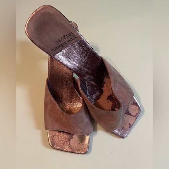 Vintage 90s Jeffrey Campbell Pink Suede Sz 7 Open Toe Mules Slip On - Picture 5 of 10